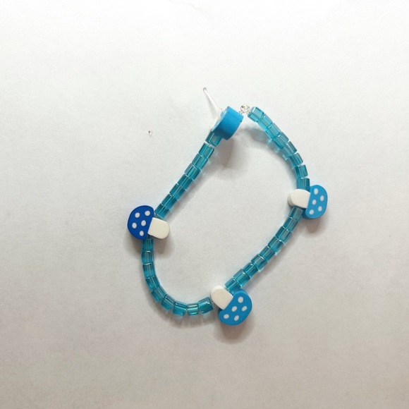 Blue Mushroom Beaded Cute Diy Stylish Braclet - Picture 1 of 1